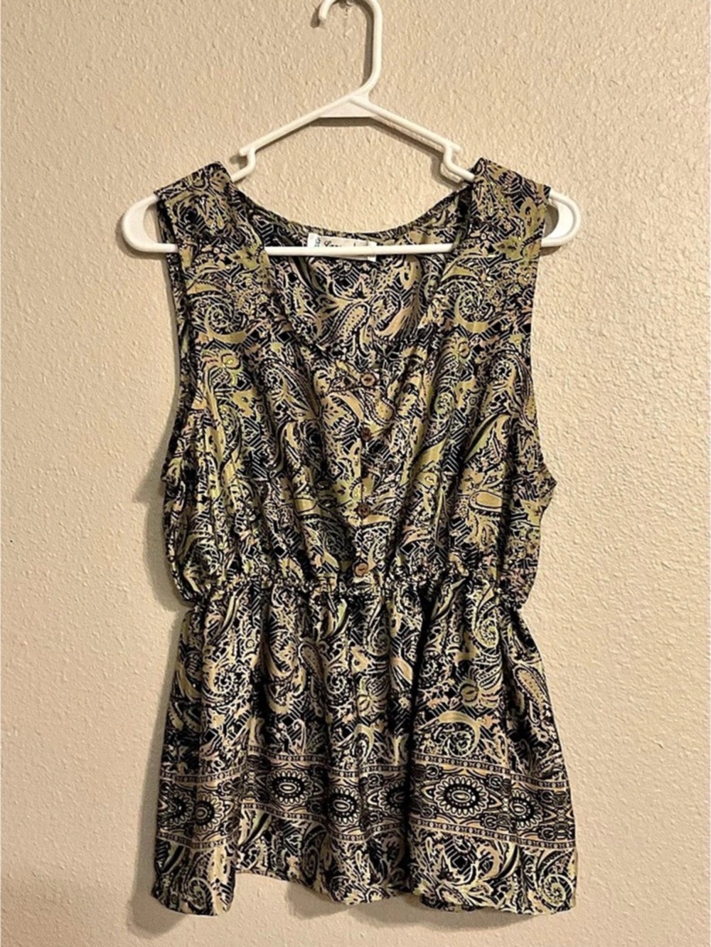 Lapoogee Paisley Blouse in Black & Yellow Size Large